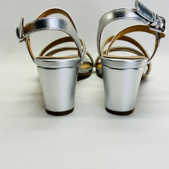 Naturalizer Bridget 4 Rhinestone Block Heel Sandal Size 6M Silver Dress Shoe - Picture 6 of 16